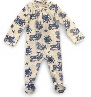 Kate Quinn Nautical Toile Deep Sea Long Sleeve Two-Way Zipper Footie